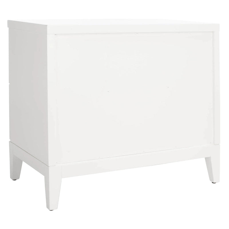 Table de chevet 2 tiroirs blanc et or, chambre chic chinoise brillante