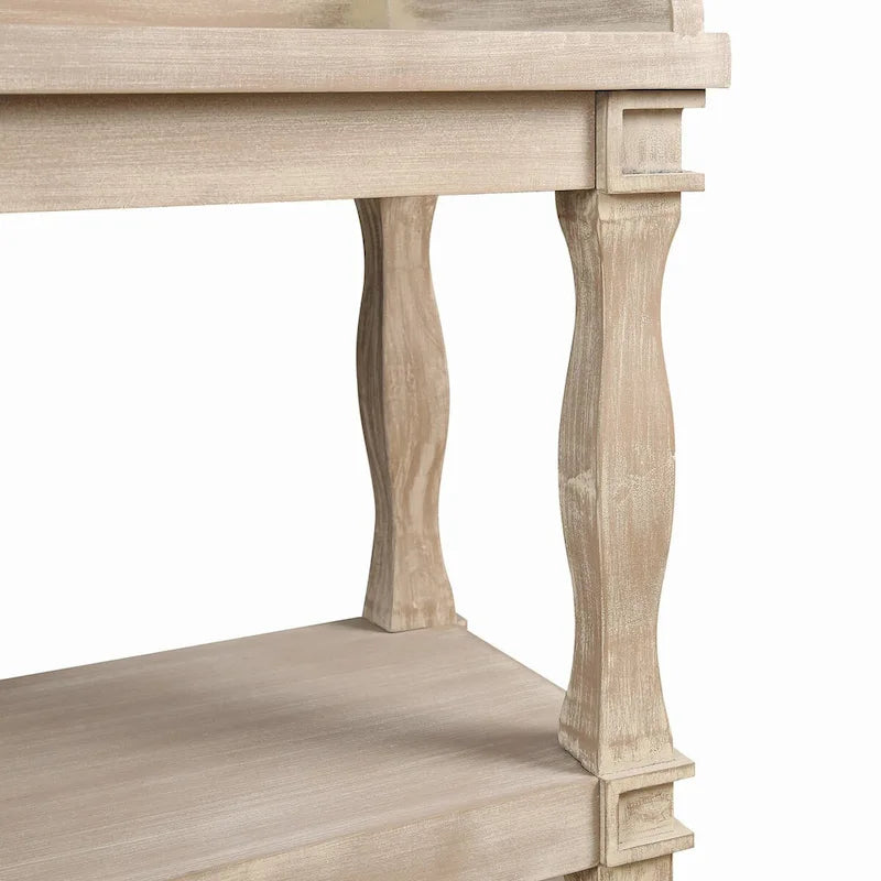 Console de rangement ouverte à 3 niveaux avec pieds en colonnes romaines, bleu marine