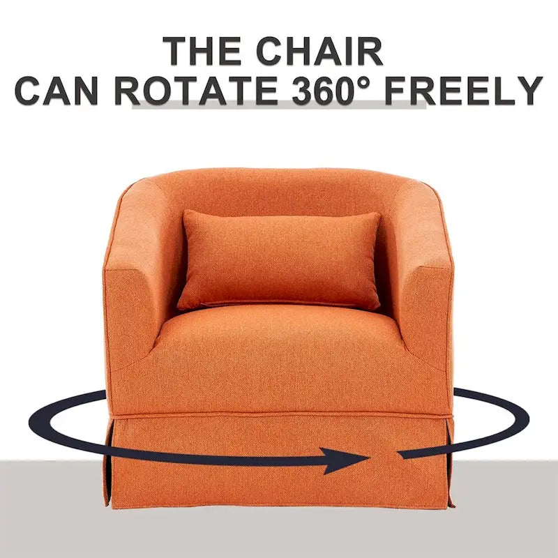 Fauteuil d'appoint pivotant en lin avec ottoman rond beige