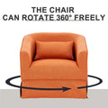 Fauteuil d'appoint pivotant en lin avec ottoman rond beige