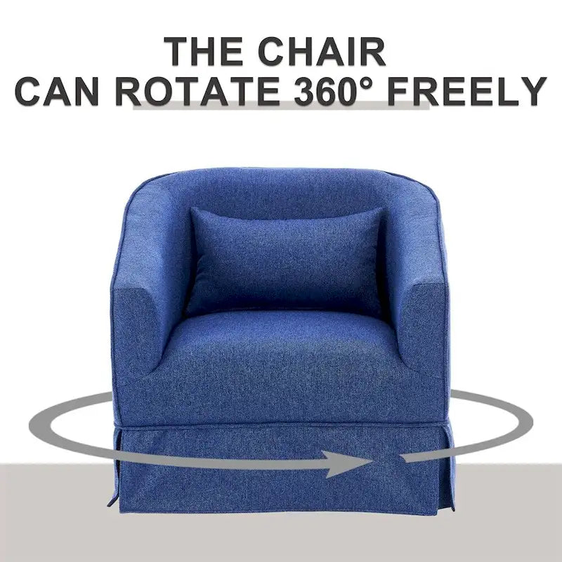 Fauteuil d'appoint pivotant en lin avec ottoman rond beige