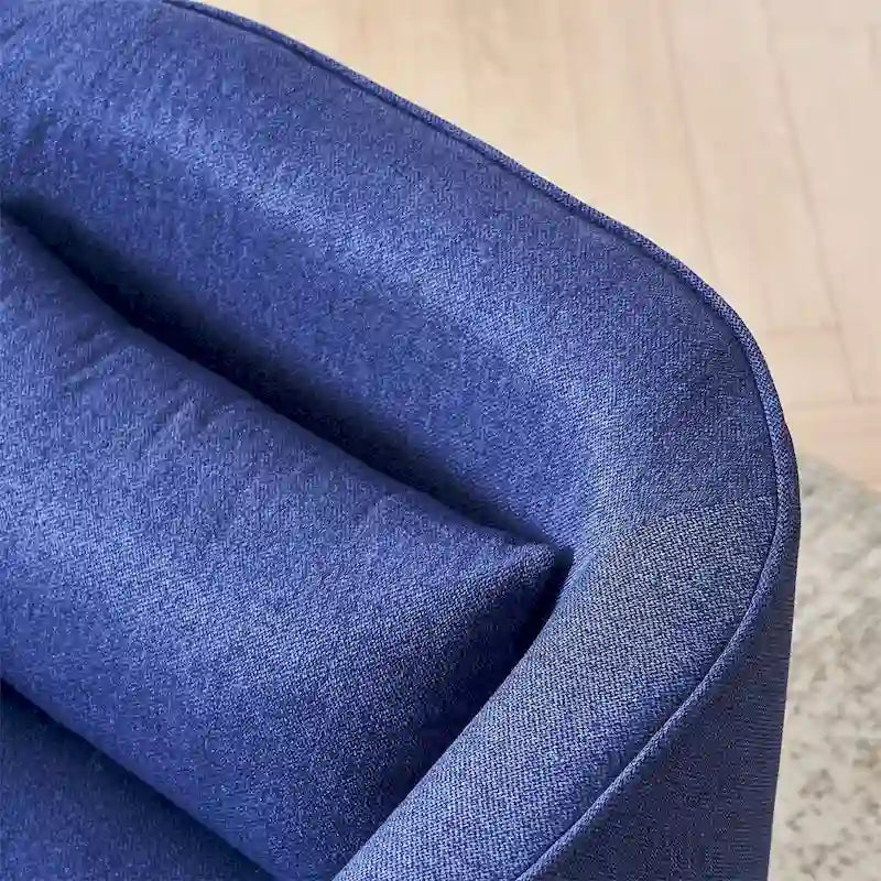Fauteuil d'appoint pivotant en lin avec ottoman rond beige