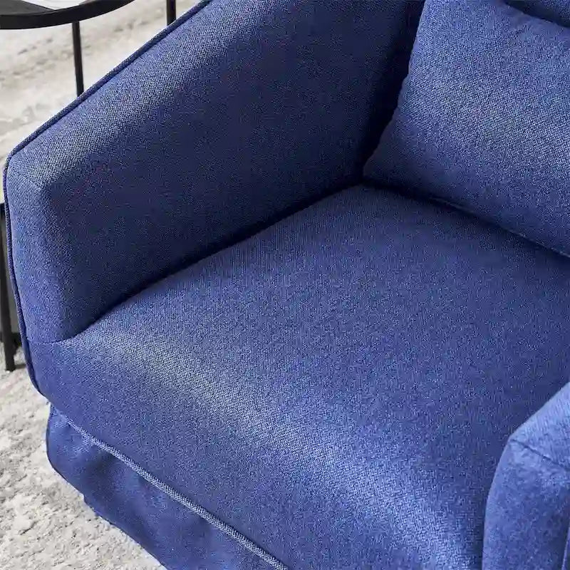 Fauteuil d'appoint pivotant en lin avec ottoman rond beige