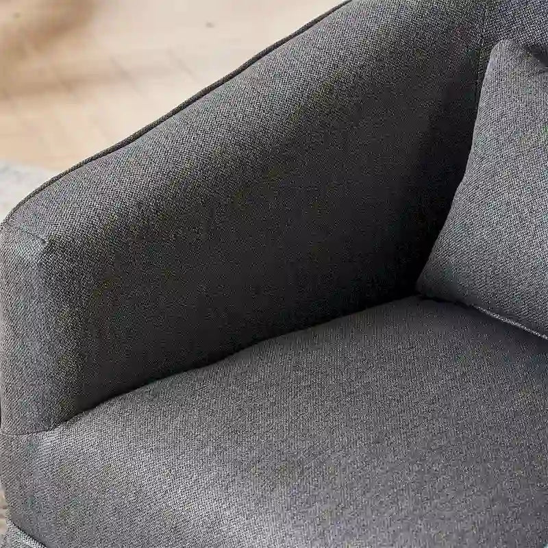 Fauteuil d'appoint pivotant en lin avec ottoman rond beige
