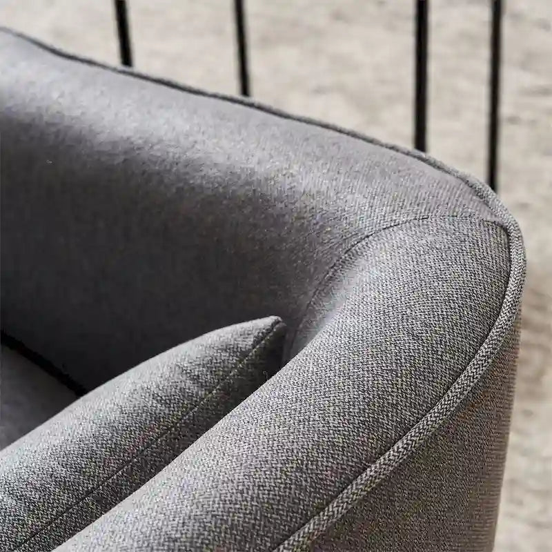 Fauteuil d'appoint pivotant en lin avec ottoman rond beige