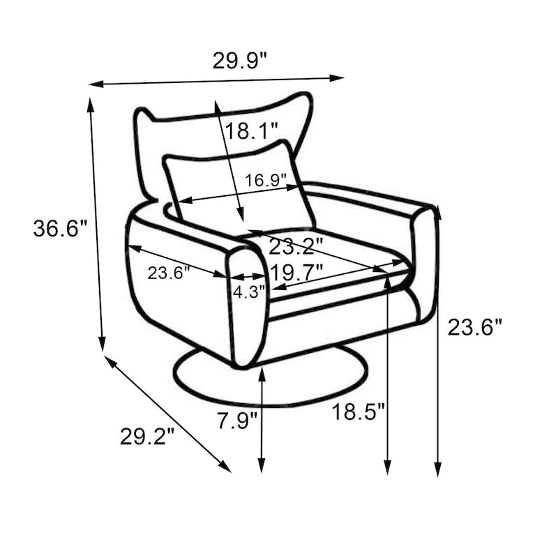 Fauteuil pivotant à 360 degrés en lin avec base dorée style moderne