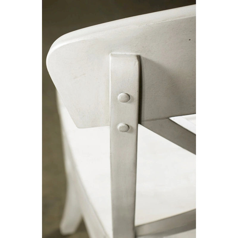 Chaise de salle à manger en bois massif à dossier en X, assise galbée, blanc fumé