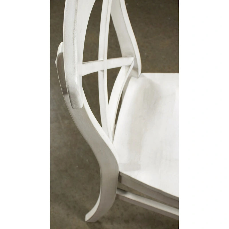 Chaise de salle à manger en bois massif à dossier en X, assise galbée, blanc fumé