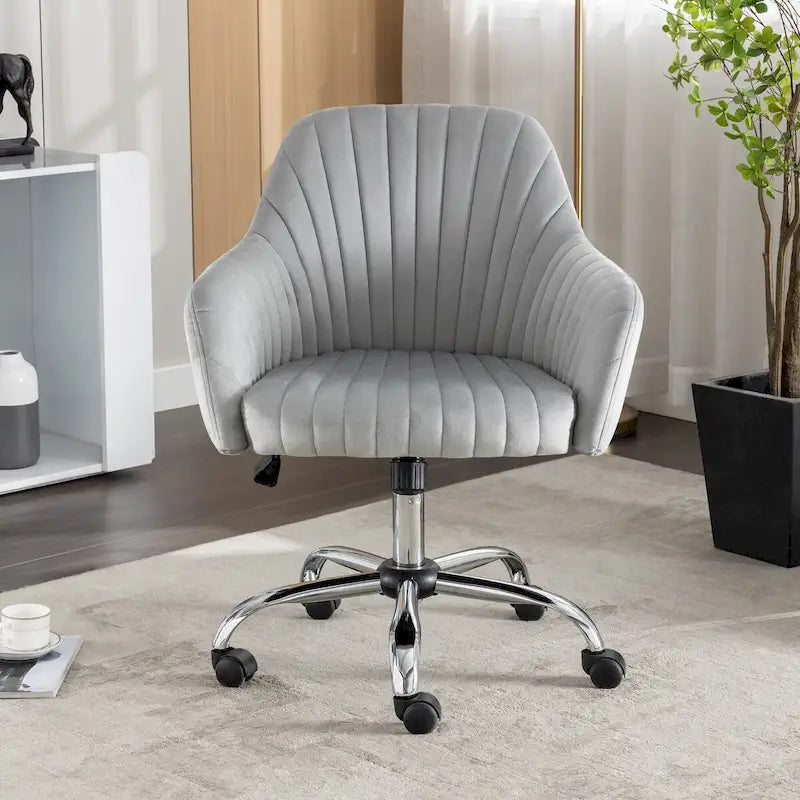 Fauteuil de bureau pivotant en velours capitonné avec hauteur et accoudoirs réglables, multicolore
