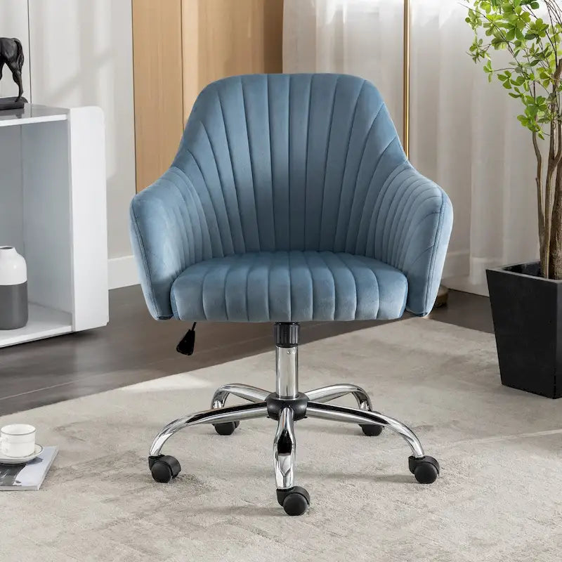 Fauteuil de bureau pivotant en velours capitonné avec hauteur et accoudoirs réglables, multicolore