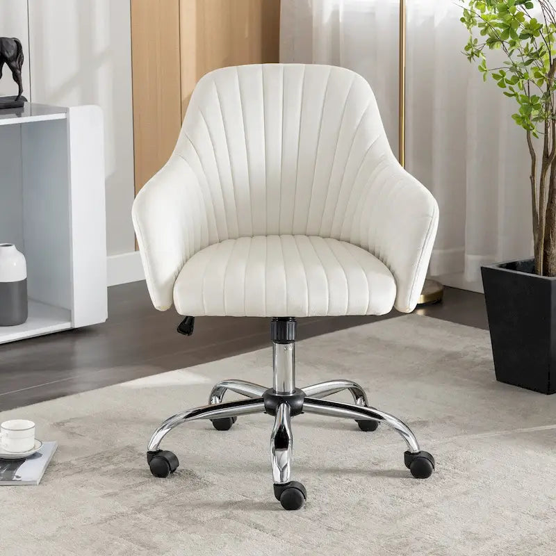 Fauteuil de bureau pivotant en velours capitonné avec hauteur et accoudoirs réglables, multicolore