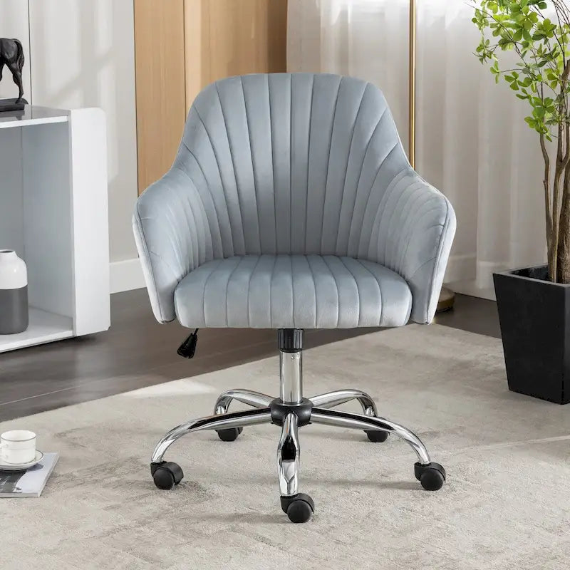 Fauteuil de bureau pivotant en velours capitonné avec hauteur et accoudoirs réglables, multicolore