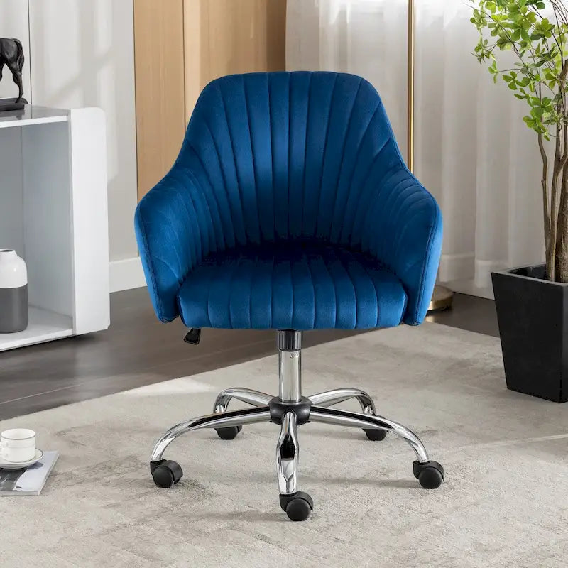 Fauteuil de bureau pivotant en velours capitonné avec hauteur et accoudoirs réglables, multicolore