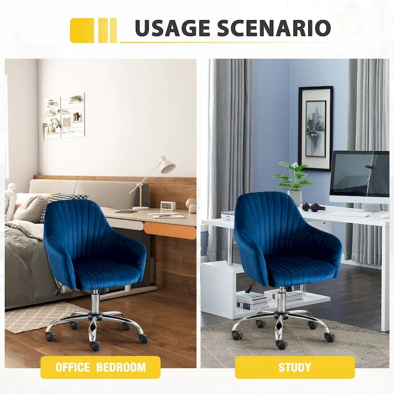 Fauteuil de bureau pivotant en velours capitonné avec hauteur et accoudoirs réglables, multicolore
