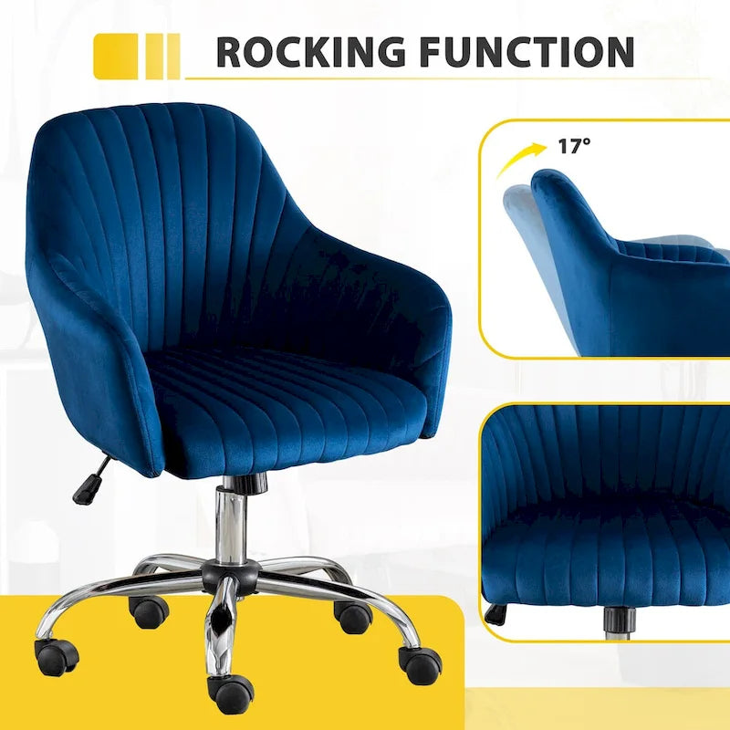 Fauteuil de bureau pivotant en velours capitonné avec hauteur et accoudoirs réglables, multicolore