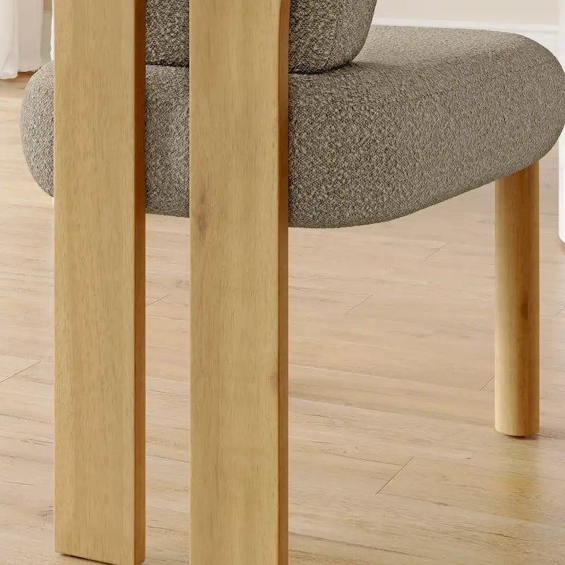 Chaise de salle à manger capitonnée en tissu peluche Wingback avec pieds en bois massif