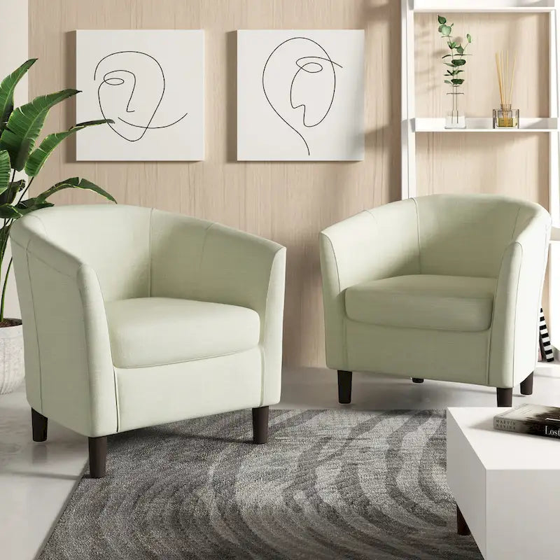 Lot de 2 fauteuils club modernes en lin style tonneau